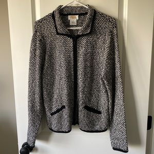 Talbots Black and White Zip Up Jacket
